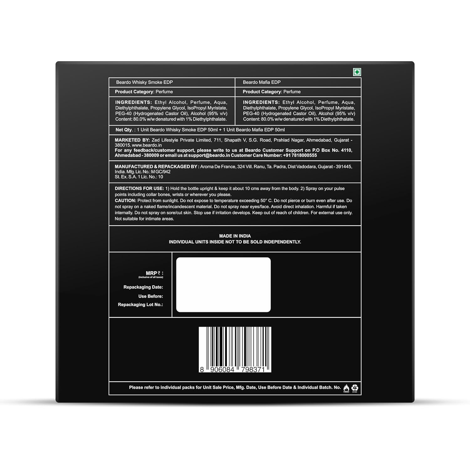 Beardo Whisky Smoke & Mafia Eau De Parfums 100ml 3.4 Fl.oz. Pack Of 2 For Men| Perfect For All Seasons Beardo Whisky Smoke & Mafia Eau De Parfums 100ml 3.4 Fl.oz. Pack Of 2 For Men| Perfect For All Seasons