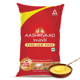 Pure Organic Svasti Desi Cow Ghee By Aashirvaad | Good Source Of Healthy Desi Cow Ghee Perfect For Boost Immunity | (1 Litr) 33.8 Ounce | Pouch Pack