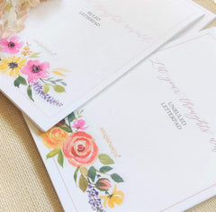 Floral Letter Pad, A5 Writing Paper, 20 Ruled + 20 Plain Sheets, Natural Shade Bond Paper