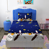 Kids 1 Single Bedsheet With 1 Pillow Covers - 42 X 75 X 8 Inches, Multicolor | Cotton Feel All Around Elastic Fitted Bedsheet - Suitable For Children Room Breathable & Wrinkle Free