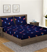 1 Double Bedsheet With 2 Pillow Covers - 85 X 86 Inches, Navy Blue | Long-Lasting Color Comfortable Fabric Bedsheet