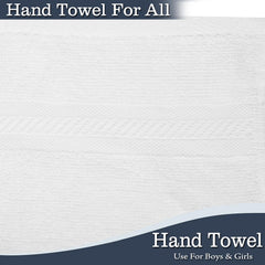Fresh From Loom Cotton Hand Towel 800 Gsm | Gym Towel- White (4 Pcs)