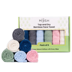 Mush Bamboo Luxurious Face Towel 900 Gsm | Ultra Soft, Absorbent & Antimicrobial Towel (Multicolor) - Pack Of 6
