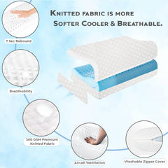 Cooling Foam Cervical Pillow, Memory Foam Pillow For Neck & Shoulder Pain Relief, White | Orthopedic Contour Pillow For Sleeping & Spinal Alignment | Ergonomic Support - Set Of 4