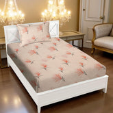 Printed Bedsheet For Single Bed With 1 Pillow Cover - 60 X 90 Inches, Coral Pink | Super Soft - Glace Cotton Breathable & Wrinkle Free - 2 Pcs Set