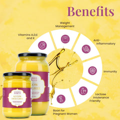 Natural A2 Desi Cow Ghee By Niyamaya | Perfect Aroma & Danedar Cultured Desi Cow Ghee For Digestive Health | (1 Litr) 33.8 Ounce | Jar Pack