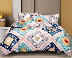 Bedsheet For Queen Size With 2 Pillow Covers - 60 X 78 Inches, Multicolor | Soft & Skin-Friendly Fabric | All Around Elastic Fitted Bedsheet