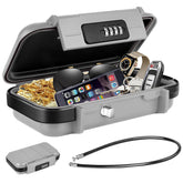 Cash Box With Combination Lock, Portable Safe Money Case With Handle & Cable, Security Lock Box, Colour - Silver, Special Feature - Portable