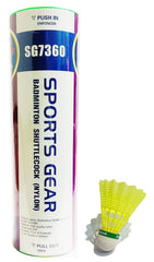 Sports Gear SG7360 Nylon Badminton Shuttlecock , Fast Recovery & Stable Trajectory | Green , Pack Of 6