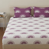 1 Double Bedsheet With 2 Pillow Covers - 88 X 96 Inches, Purple & White | Soft & Comfortable Feel To Your Skin | Do Not Bleach