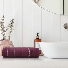 Trident 100% Cotton Luxury Bath Towels 500 Gsm | Sanitized Finish, Quick Dry, Travel Friendly Bath Towel - Deep Burgundy (Pack Of 2)