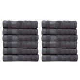 Mush 100% Bamboo Face Towel 2400 Gsm | Ultra Soft, Absorbent, Quick Dry Towels For Facewash, Gym, Pool, Sports, & Travel - Grey (Pack Of 12)