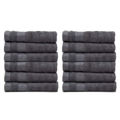 Mush 100% Bamboo Face Towel 2400 Gsm | Ultra Soft, Absorbent, Quick Dry Towels For Facewash, Gym, Pool, Sports, & Travel - Grey (Pack Of 12)