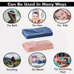 Urbanleaf Microfiber Large Bath Towel Quick Dry Super Absorbent Bath Towel | Towel For Bath, Travel, Gym, Beach, Pool & Yoga (Peach & Navy Blue)