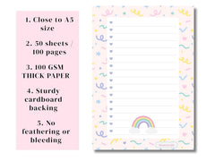 A5 Notes/To Do List Notepad, Beautiful Checklist Pad, Tear-Off Sheets (Rainbow) Pack Of 1