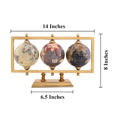 Globe For Office Table Rotating World Map For Kids Room Office Decor, 4 - Inch Diameter Globes With Black Metal Stand For Study Table (Gold Rectangle Frame) Pack Of 1