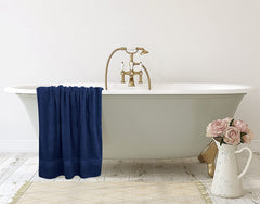 Tiqh 100% Cotton Bath Towel 600 Gsm | Highly Absorbent & Quick Dry Extra Large Bath Towel (Navy)