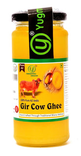 Premium Gir Desi Cow Ghee By Yugmantra Organic | Highly Nutritious Bilona Method Pure & Fresh Danedar Desi Cow Ghee | (250ml) 8.4 Ounce | Jar Pack