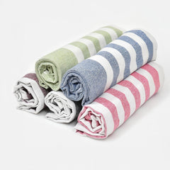VäRde Premium Handloom Bath Towels 180 Gsm | Towel For Men & Women | Striped & Solid Pattern (Blue, Pink, Green, Brown & Black, Set Of 5)