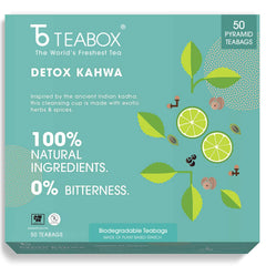 Teabox Detox Kahwa Herbal Tea - 50 Pyramid Tea Bags | Made With 8 Natural Ingredients - 100% Bio Degradable Teabags | 0% Bitterness
