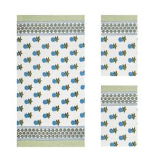 Mafatlal Madhuban Premium Waffle Cotton 1 Bath & 2 Hand Towel 700 Gsm | Hand Printed Quick Dry, Soft & Absorbent Towel (Feather) - 3 Pcs