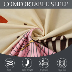 Microfiber Single Bedsheet Set With 1 Pillow Covers (60 X 90 Inches) Cream & Pink | Durable & Long-Lasting | 144 Thread Count | Wrinkle Free