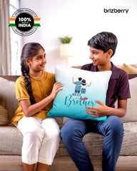 Premium Pillow Cushion For Best Brother, Sky-Blue & White - 16 Inch | Unique Thoughtful Cute Birthday Pillow Gift For Brother | Raksha Bandhan, Bhaidooj | With Filler Cushion - Design 22
