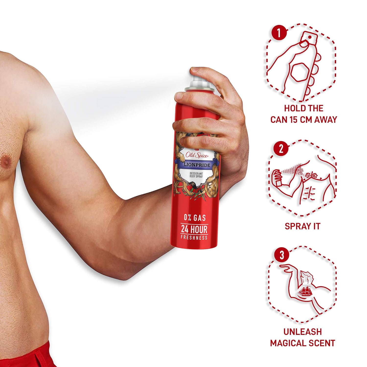 Old Spice Combo Of 2 Lionpride No Gas Deodorant Body Spray Perfume For Men 140ml Each 4.7 Fl.oz. Old Spice Combo Of 2 Lionpride No Gas Deodorant Body Spray Perfume For Men 140ml Each 4.7 Fl.oz.
