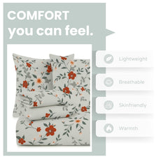 Bedding Set With 1 Pc Bedsheet, 2 Pc Cushion With Zip, 2 Pc Pillow Covers | 90 X 100 Inches, Grey & Pink - Soft, Breathable, & Lightweight For All-Season Comfort