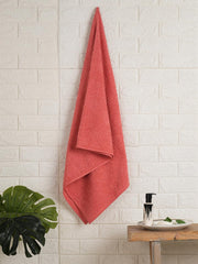 Spaces 100% Cotton Large Bath Towel 400 Gsm | For Men & Women Super Absorbent, Quick Dry, Ultra Soft Dobby Solid Design Towels Large Size (Spiced Coral)