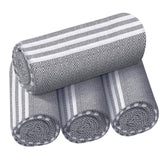 Destin Home Turkish Peshtemal Beach Towels 1.5 Kg | Cotton Soft, Lightweight, Quick-Drying & Absorbent For Beach Pool Spa Picnic Travel (Charcoal Grey)- Set Of 4