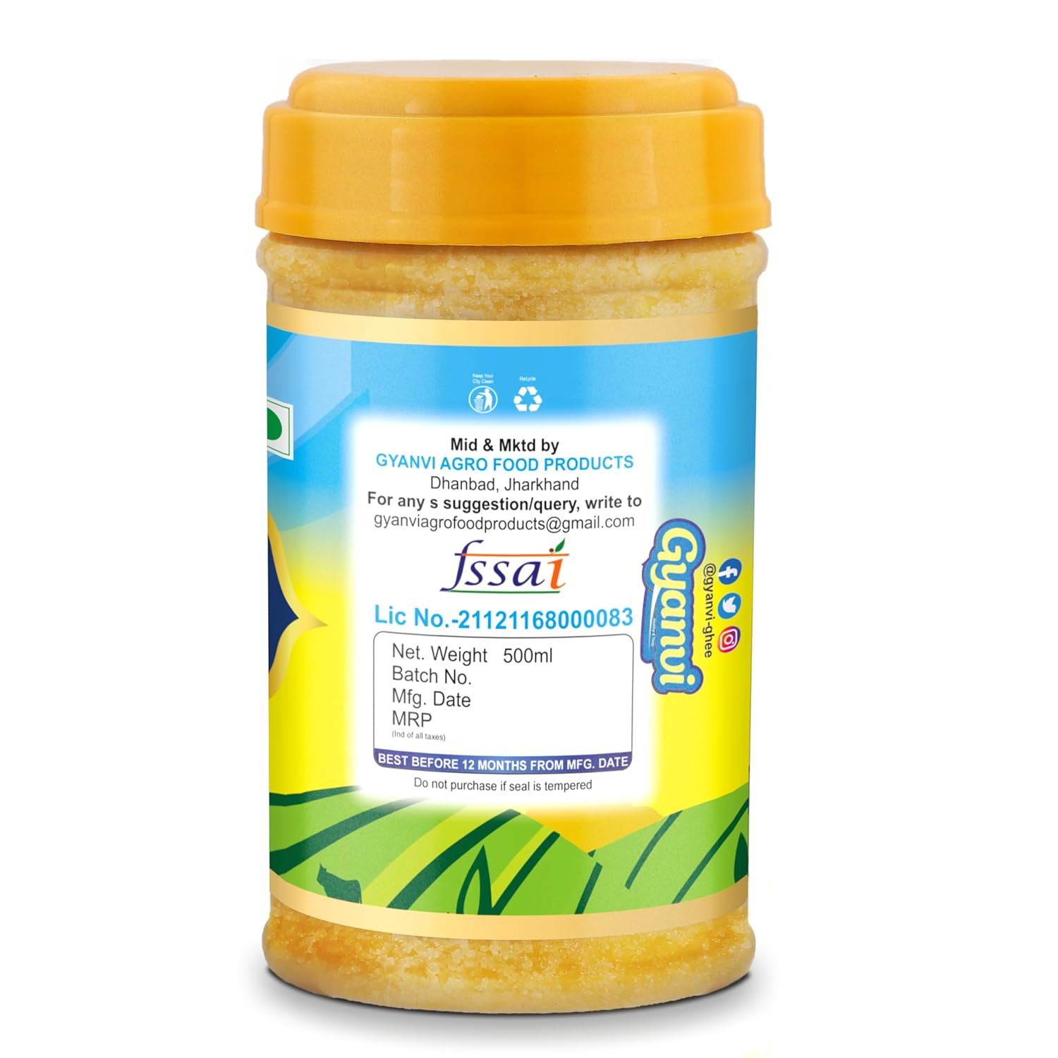 Natural Premium Desi Ghee By Gyanvi | Highly & Nutritious Pure Desi Ghee For Used For Cooking, Frying, Roasting | (500ml) 16.9 Ounce | Plastic Bottle Natural Premium Desi Ghee By Gyanvi | Highly & Nutritious Pure Desi Ghee For Used For Cooking, Frying, Roasting | (500ml) 16.9 Ounce | Plastic Bottle