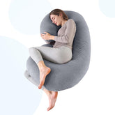 C Shape Full Body Pillow, Pregnancy Pillows For Sleeping, Dark Grey Color | Maternity Pillows For Back, Hips, Legs, Belly | For Pregnant Women With Removable, Washable Grey Velvet Cover