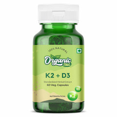 Organic Zing Vitamin K2 (Mk7) With D3 Supplement Made With Bioperine Black Pepper Extract, Non Gmo | 60 Capsules , 100gm 0.2lbs