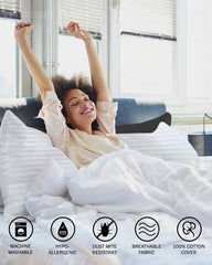 Ultra Soft Microfiber Full Body Pillow, Large Pillows, White - 54 X 18 Inches | Long Pillows For Use During Pregnancy, Side Sleeper - Cotton White Stripes Cover | Neck Support - Pack Of 1