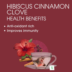 Teabox Hibiscus Cinnamon Clove Green Tea - 25 Pyramid Tea Bags | Natural Hibiscus, Cinnamon & Clove - Antioxidant Rich, Improves Immunity | Low Caffeine, 0% Bitterness