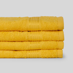 Kopa Quick Dry 100% Cotton Soft Terry Face Towel 640 Gsm | Quick Dry 100% Cotton Super Absorbent, Lightweight (D'Ross) Face Towel (Yellow)- Pack Of 4
