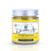 Pure Natural A2 Desi Cow Ghee By Two Farmers Organics | Rich In Vitamins A, E Healthy Desi Cow Ghee For Supports Heart Health | (100ml) 3.3 Ounce | Jar Pack