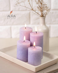 LAVENDER FRAGRANCE MARBLE WAX CANDLE PILLAR MARBLE FINISH CANDLE