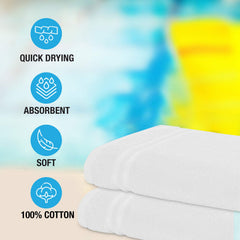 Welspun 100% Cotton Quick Dry Bath Towel 450 Gsm | Soft, Fluffy & Super Absorbent Extra Large Bath Towels (White)