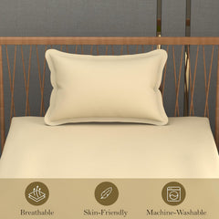 Solid Plain Single Size Bedsheet Set With 1 Pillow Covers | Size - 60 X 90 Inches, Ivory | Ideal For All Seasons Due To Its Breathable Nature