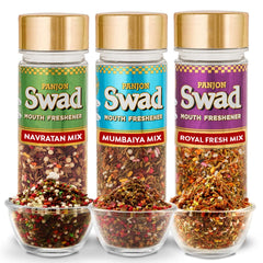 Panjon Swad Navratan Mix, Royal Fresh Mix & Mumbaiya Mix Mouth Freshener 390gm, (130gm *3 Bottles)
