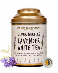 San-Cha Silver Needles Lavender White Tea - 75gm, 2.6 Ounce | Stress Relief & Cleansing, Supports Calmness - Low Caffeine, Richest In Antioxidants