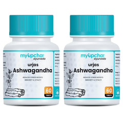 Myupchar Urjas Ashwagandha 500mg Tailored For Bodybuilders & Gym - Goers Stamina Booster, Muscle Recovery, Immune Support, Stress Reduction | 60 Tablets 100gm 0.2lbs Each Pack Of 2