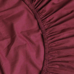 Plain Bedsheet For Double Bed King Size With 2 Pillow Covers - 72 X 78 Inches, Wine | All Around Elastic Fitted Sheet | 100% Cotton, Soft & Breathable - Collection
