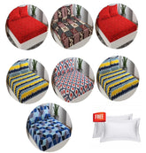 Printed Double Bedsheets King Size With 14 Matching Pillow Covers - 90 X 90 Inches, Multicolor | 140 Thread Count - Ideal For House, Bedroom, Hotel, Guest House | Pack Of 7