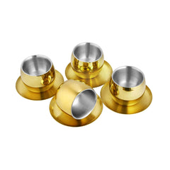 High Grade Stainless Steel Double Wall Cup & Saucer With Gold PVD Coating 4 Piece, Size - 6.7 Each, 100ml | 4 Double Wall Cups+ 4 Saucers
