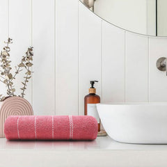 Trident 100% Cotton Luxury Bath Towels 500 Gsm | Sanitized Finish, Quick Dry, Travel Friendly Bath Towel - Camellia Rose (Pack Of 2)