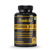 Awiclo Plant Based Organic Vitamin D3 Vitamin D3 + K2 Capsules, Vitamin K2-7 To Support Bone & Heart Health | For Men & Women | 120 Capsules , 200gm 0.4lbs