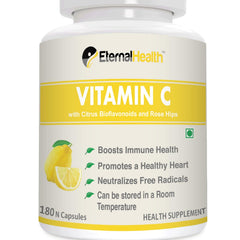 Eternalhealth Vitamin C (High Potency Form) With Citrus Bioflavanoids & Rose Hips | 180 Veg Capsules , 300gm 0.66lbs